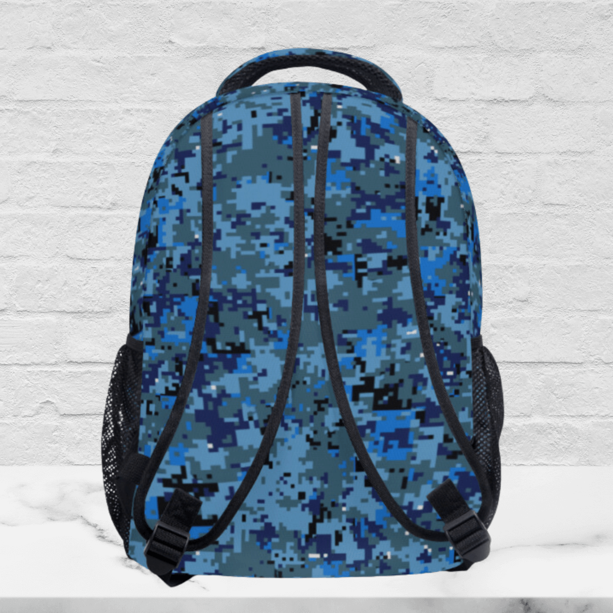 Blue Camo Backpack Laptop School Bag Travel Gift