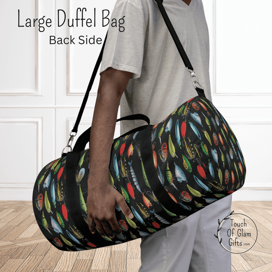 Bag with Fishing Lure Design Duffel Bag for Outdoorsman Carry All Bag for Men Gift for Fishermen