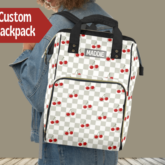 Diaper Bag Backpack with Cherries