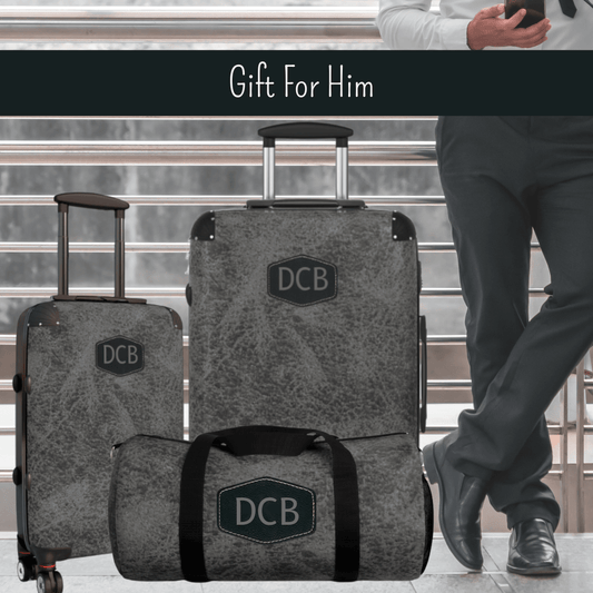 Monogrammed luggage and weekender bag for him. 