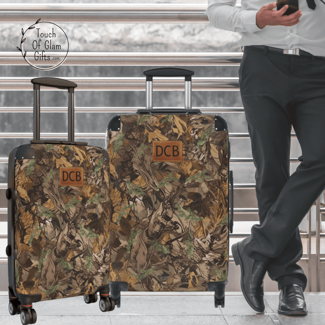 monogram camouflage luggage and carry on suitcase for men makes a great gift for hunters