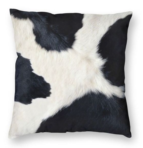 Faux Cowhide Pillow Cover, Cow Print Pillow, Black & White Large Cow Spots