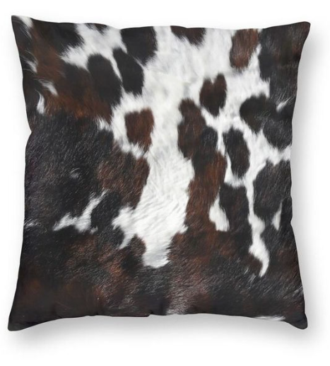 Faux Cowhide Pillow Cover, Cow Print Pillow, Spotty Black & Brown Cow Print