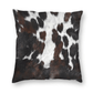 Faux Cowhide Pillow Cover, Cow Print Pillow, Spotty Black & Brown Cow Print