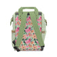 Floral Pink Green Stripes Diaper Bag