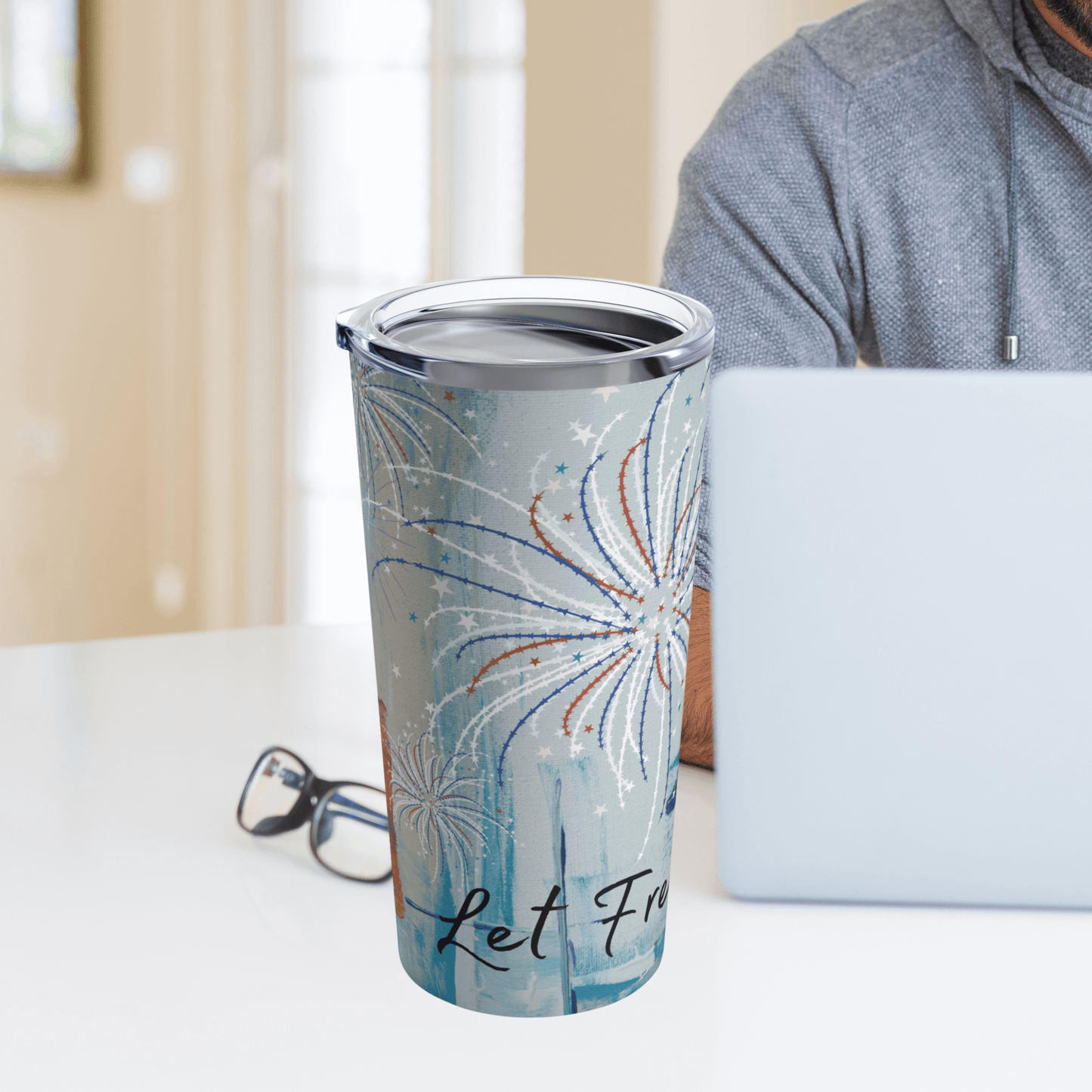 20 oz Patriotic Summer Tumbler, Dishwasher Safe, Let Freedom Ring Tumbler cup Stainless Steel Double Wall Insulated Tumbler