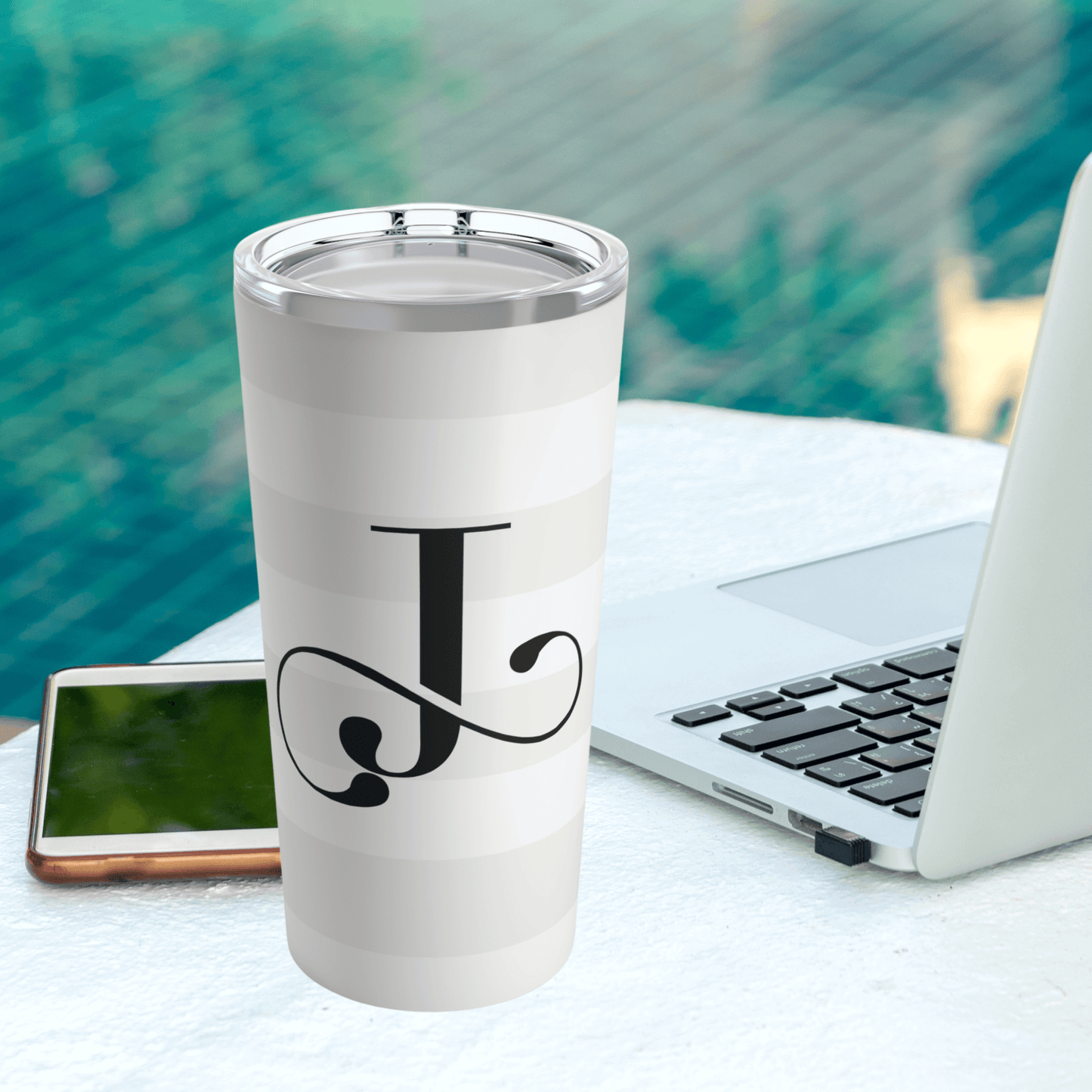20 oz Insulated Tumbler, Elegant Monogrammed Gift for Bridesmaids, Stainless Steel Coffee Mug Travel Cup