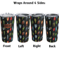 This picture shows all four sides of the fishing lure travel mug with the design wrapping around the cup. This shows the monogram on the front only.