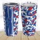 our patriotic tumbler coffee mug can be customized with your name.