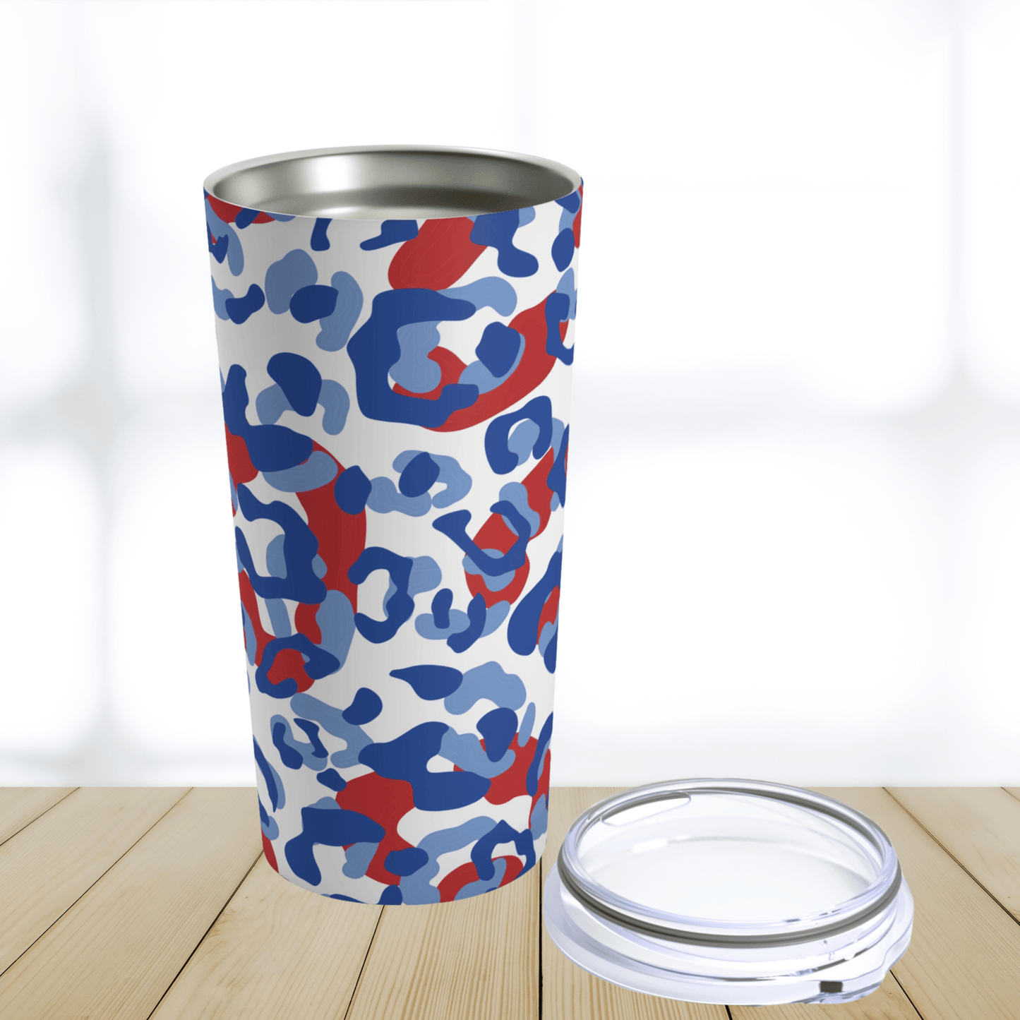 20 oz Leopard Print Tumbler, Patriotic Coffee Mug, Insulated Tumbler Cup