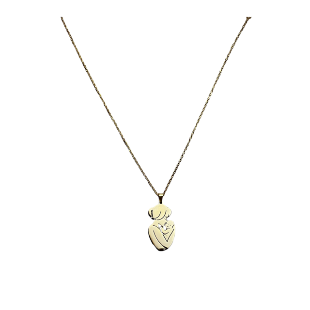 Mothers Day Gift:  Gold Stainless Steel Necklace w Chain & Card - Free Shipping