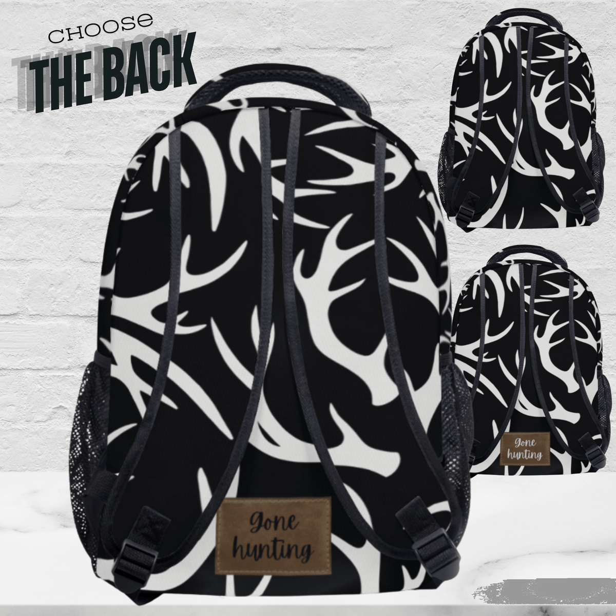 Custom Gift Son Grandson Boy Kid Overnight Bag School Laptop Bag Hunter Enthusiast Personalized Hunting Backpack Deer Antler Pattern Wildlife Design Outdoor Adventure Gear School Bag Boys Men Multiple Compartments Laptop Travel Carry Bag Durable Polyester Construction Daily Use Essential
