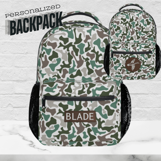 Personalized Camo Backpack for Kids Duck Camouflage School Bag Carry All Bag Hunter