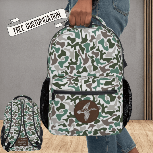 Personalized Camo Backpack for Kids Duck Camouflage School Bag Carry All Bag Hunter