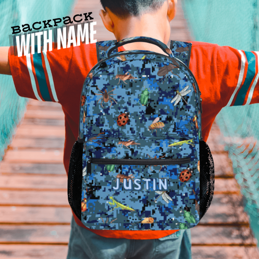 Personalized Blue Camo School Bag Kids