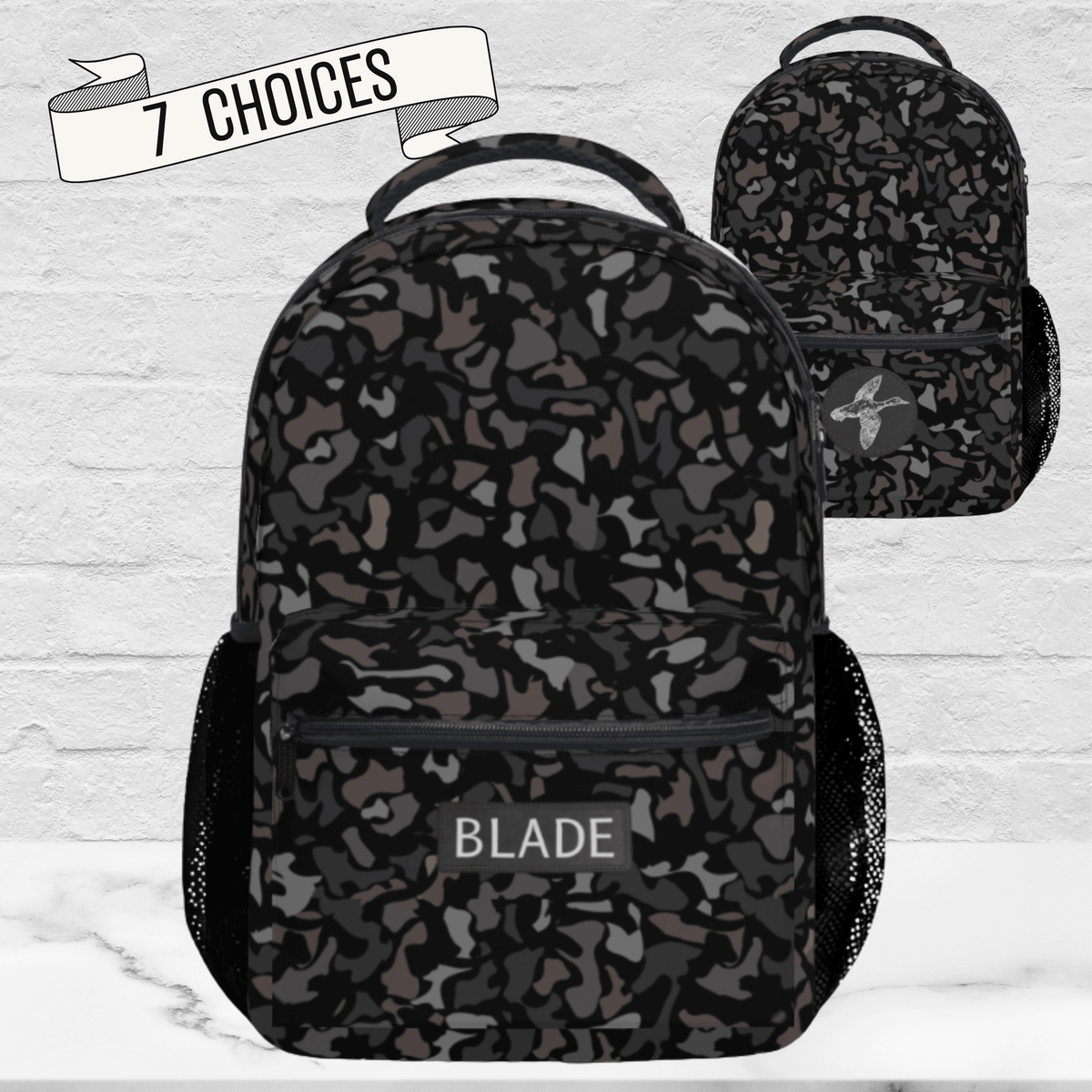 Personalized Backpack Boys Custom Name Black Camo School Bag Custom Design Durable Polyester Fabric Multiple Storage Compartments Perfect Back To School Gift Daily Use Travel Carry On Kids School Supplies Monogrammed Gear Outdoor Elementary School Boy Bag