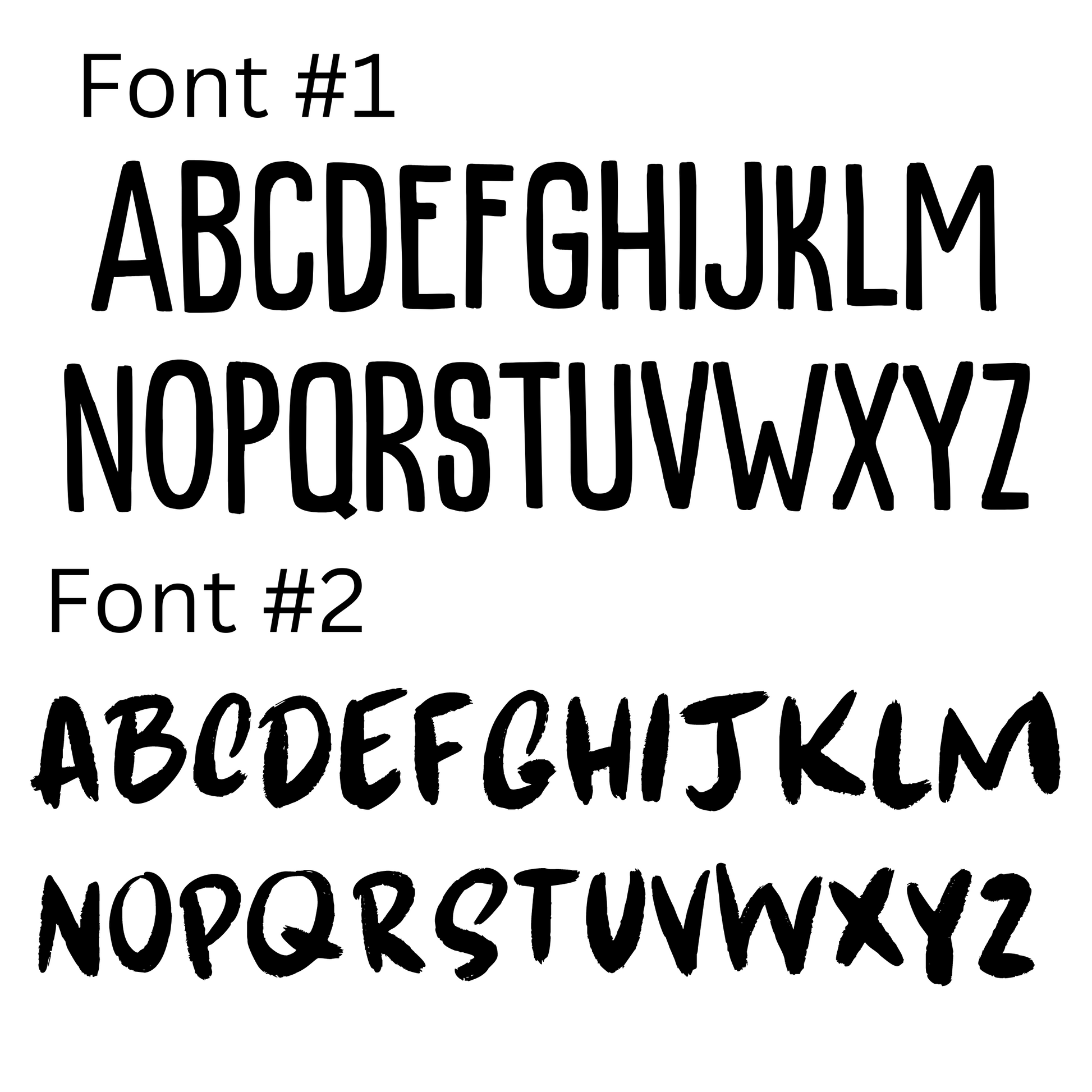both fonts shown in the alphabet for the name