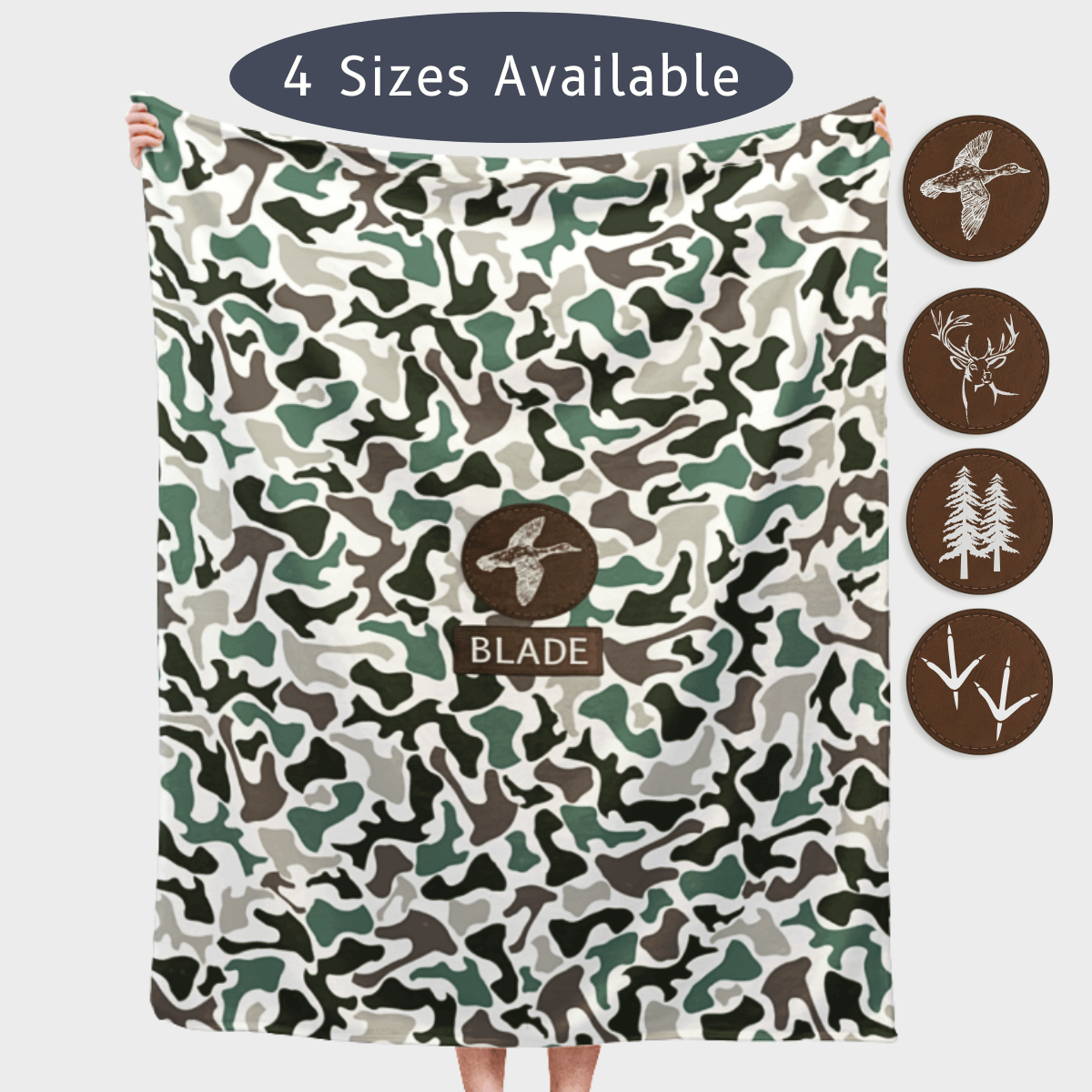Soft Fleece Baby Blanket Personalized Name Design Camo Pattern Hunting Theme Deer Antler Monogram Woodland Nursery Essential Ultra Soft Micro Fleece Material Cozy Baby Throw Custom Kids Blanket Nature Inspired Gift Baby Shower Present Customized Minky Blanket for Boy Son Gift Idea for Christmas Birthday