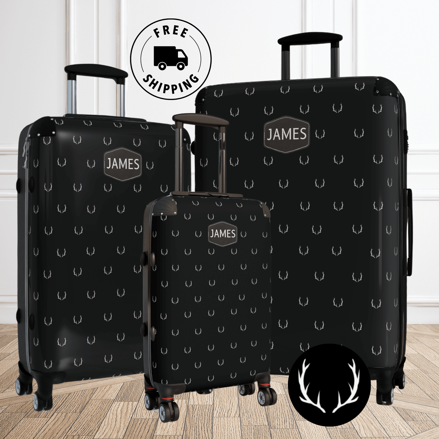 Deer Antler Suitcase Luggage Set for Men Travel Gift for Deer Hunter
