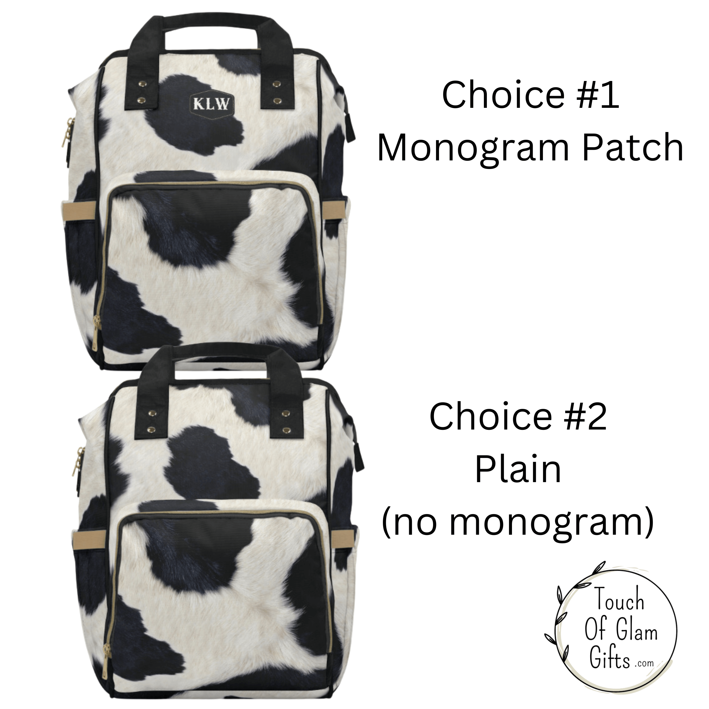 Cow print 2024 backpack diaper bag