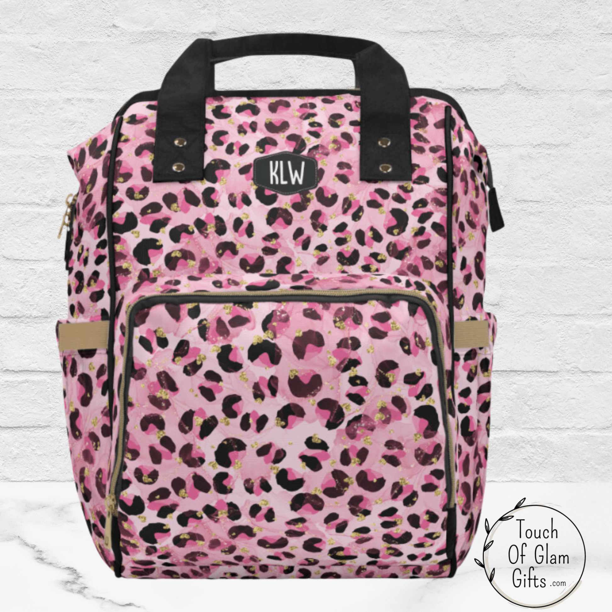 Our pink leopard print diaper bag backpack makes the perfect gift for mom or pink lovers.