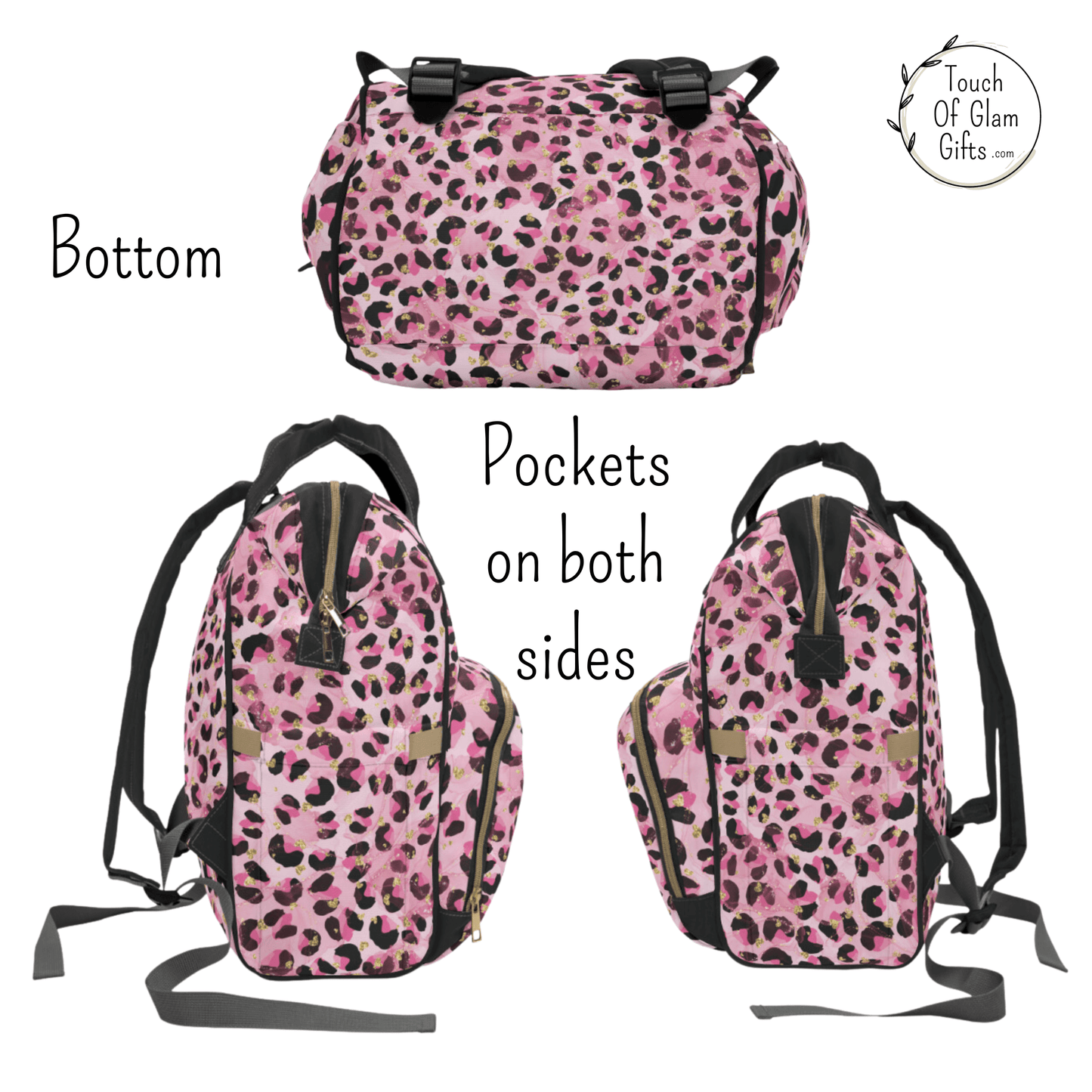 Personalized Leopard Print Diaper Bag Backpack - Baby Shower Gift for Stylish Mom