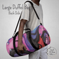 A male model has our pink duffel bag over his shoulder to show the size of this teen girl weekend bag. 