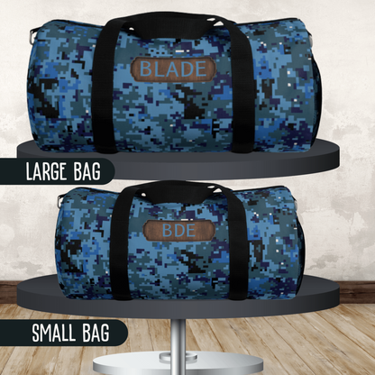 Blue Camo Duffel Bag Personalized Gym Bag Men Boys