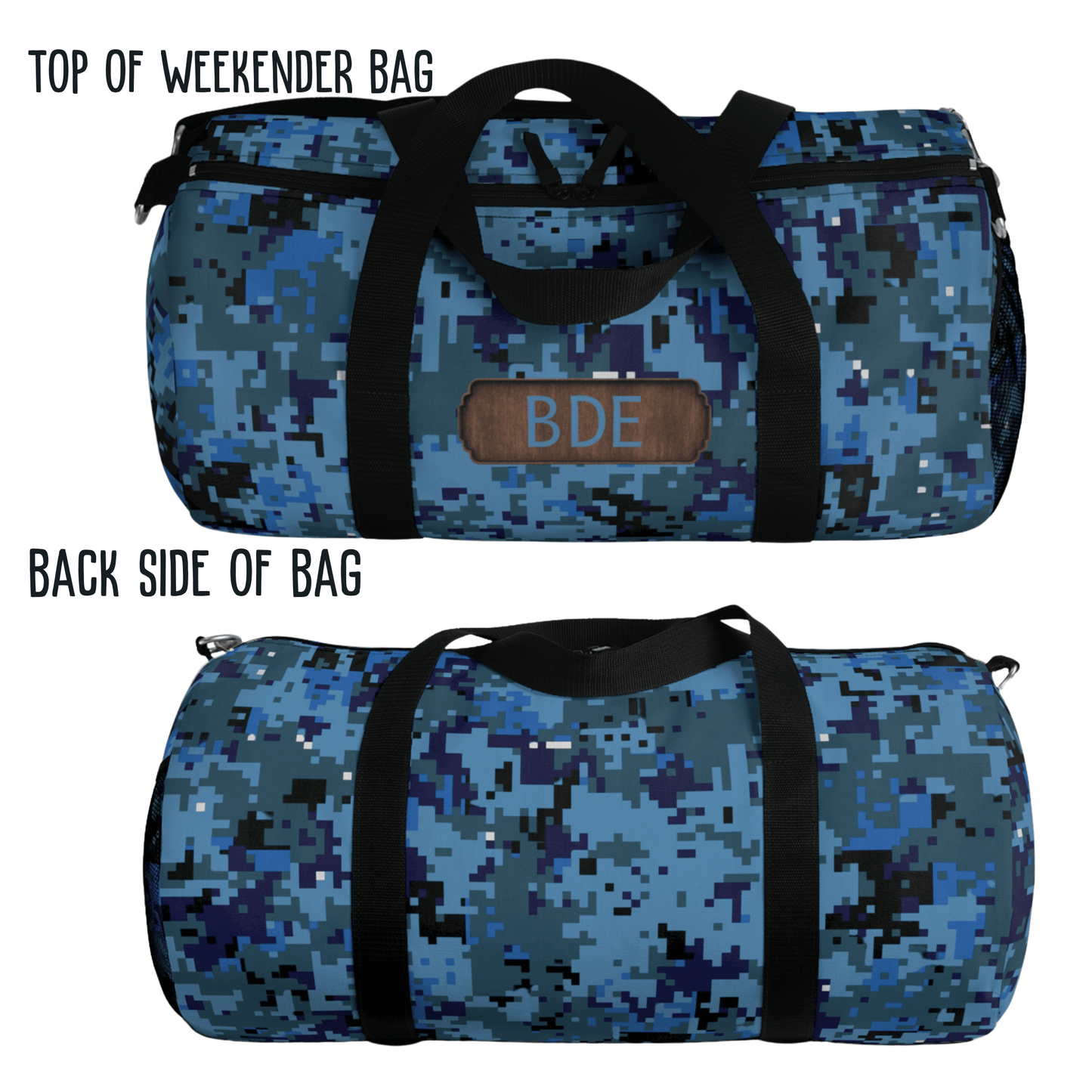 Blue Camo Duffel Bag Personalized Gym Bag Men Boys