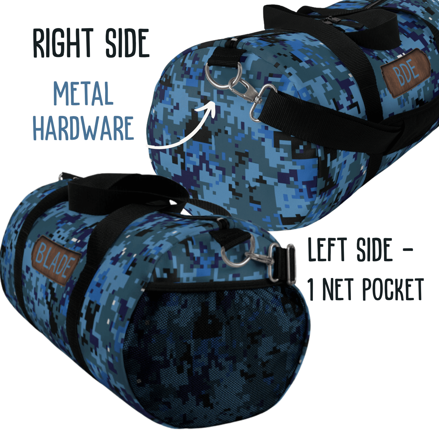 Blue Camo Duffel Bag Personalized Gym Bag Men Boys