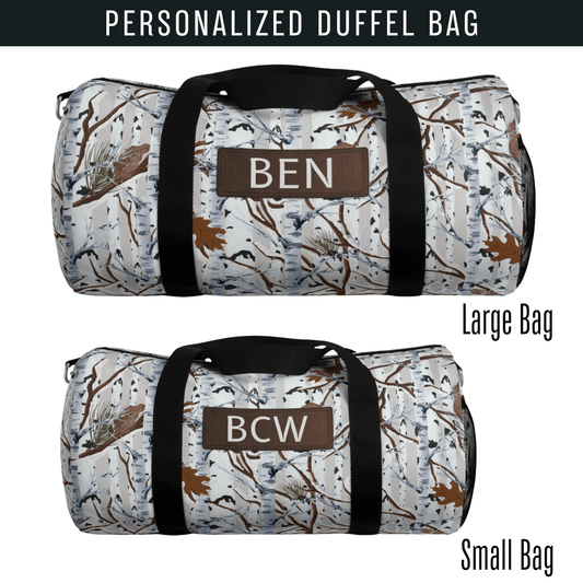 White Camouflage Duffel Bag for Men Kids Weekender Bag Tree Camo