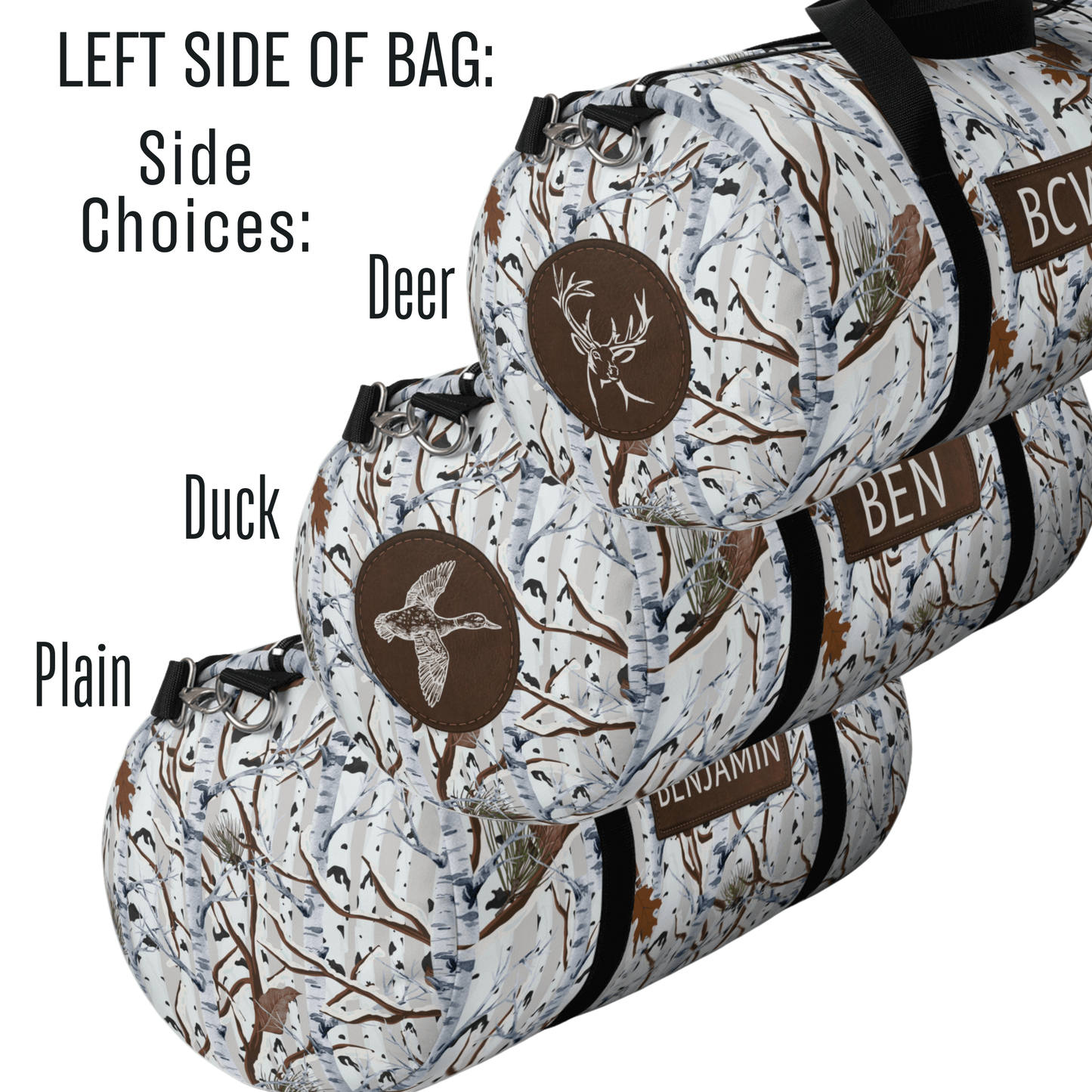 White Camouflage Duffel Bag for Men Kids Weekender Bag Tree Camo