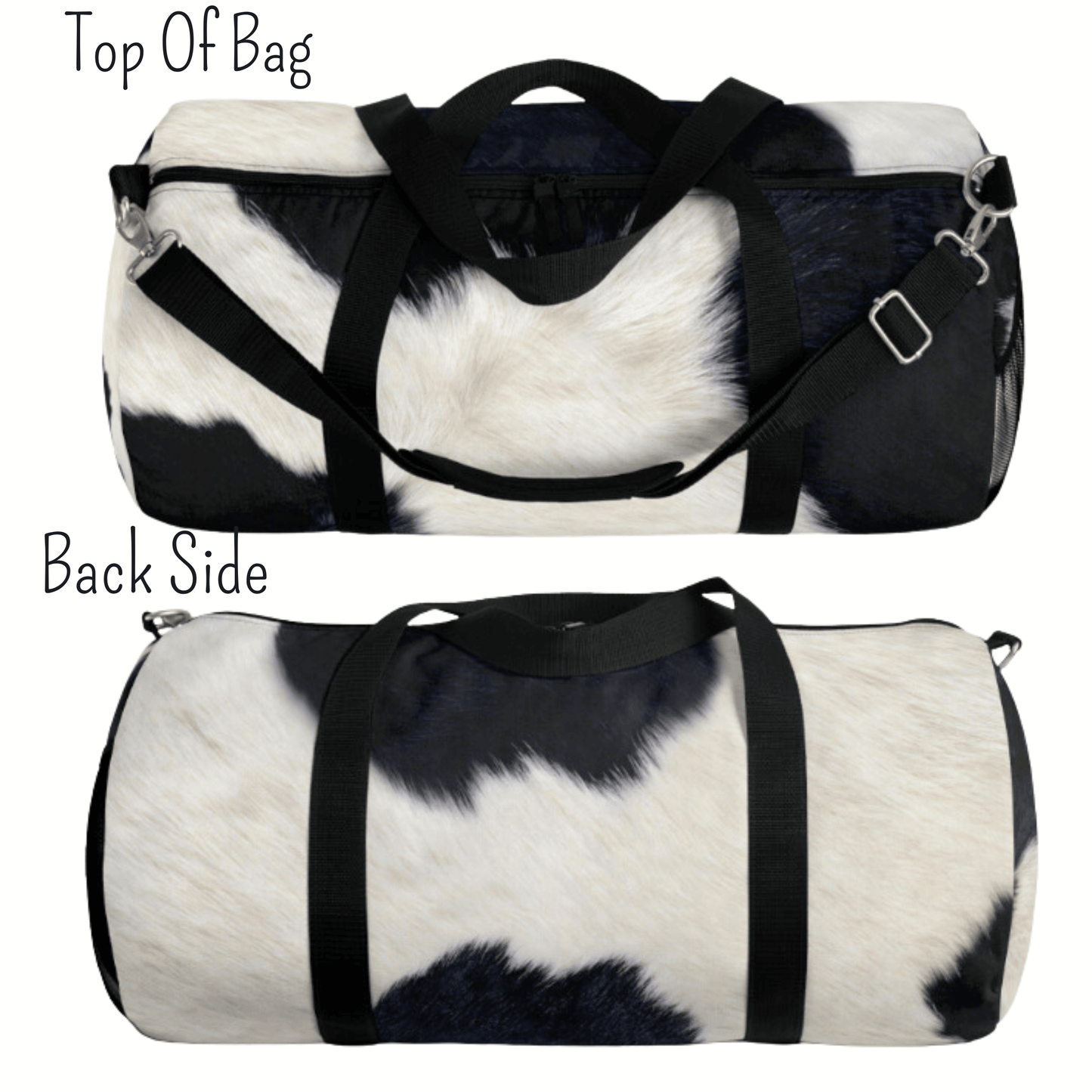 Cowhide Print Weekender Bag, Monogram Cow Print Gym Bag