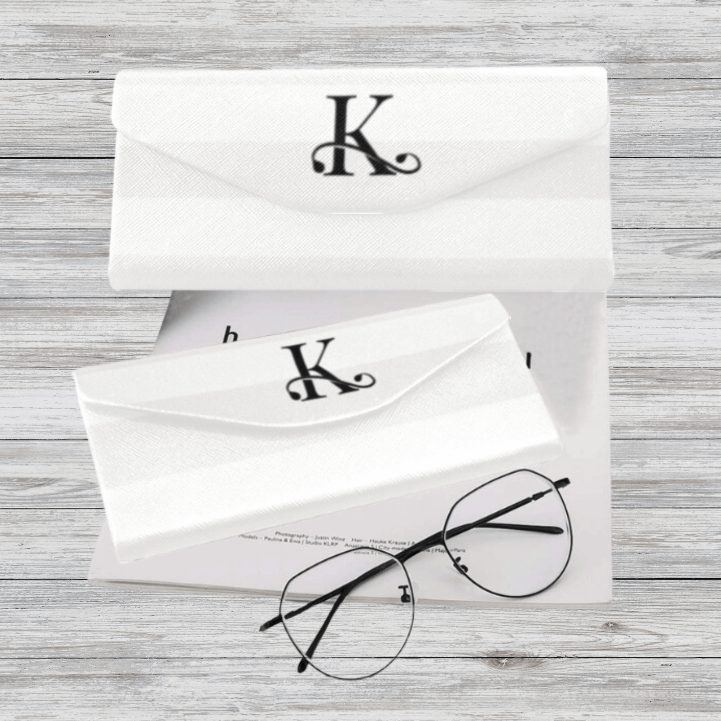 Foldable Eyewear Glasses Case, Monogram Initial, Elegant Striped