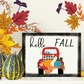 Printables: "Hello Fall" Pickup Truck w/ Autumn Pumpkins - Digital Download Fall Wall Art