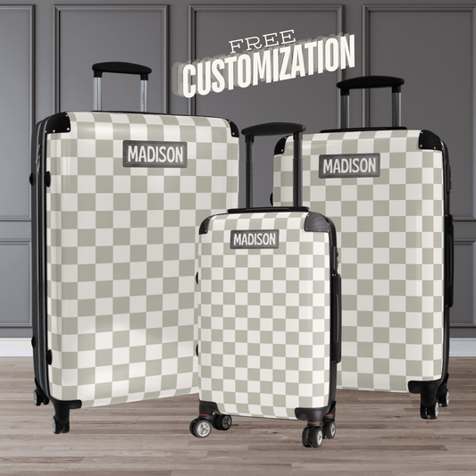 Checkerboard Luggage Set for Her Personalized Suitcase