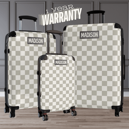 Checkerboard Luggage Set for Her Personalized Suitcase