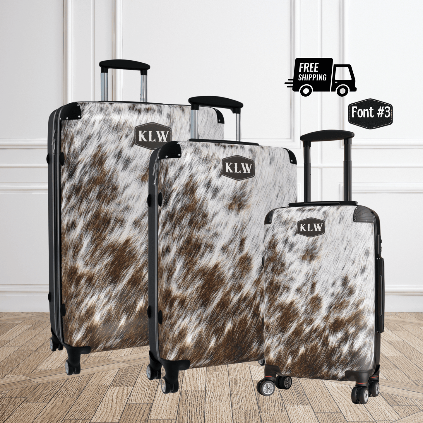 Womens Luggage Set Personalized Cowhide Suitcase