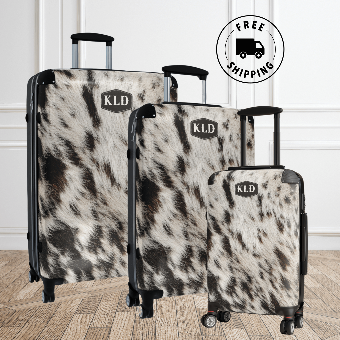 Cowhide Luggage Set Western Travel Bag Designer Suitcase