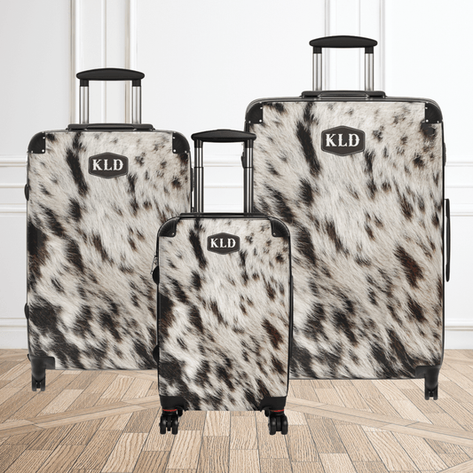 Gift Idea for Cowgirl Cow Suitcase Set Western Travel Bag