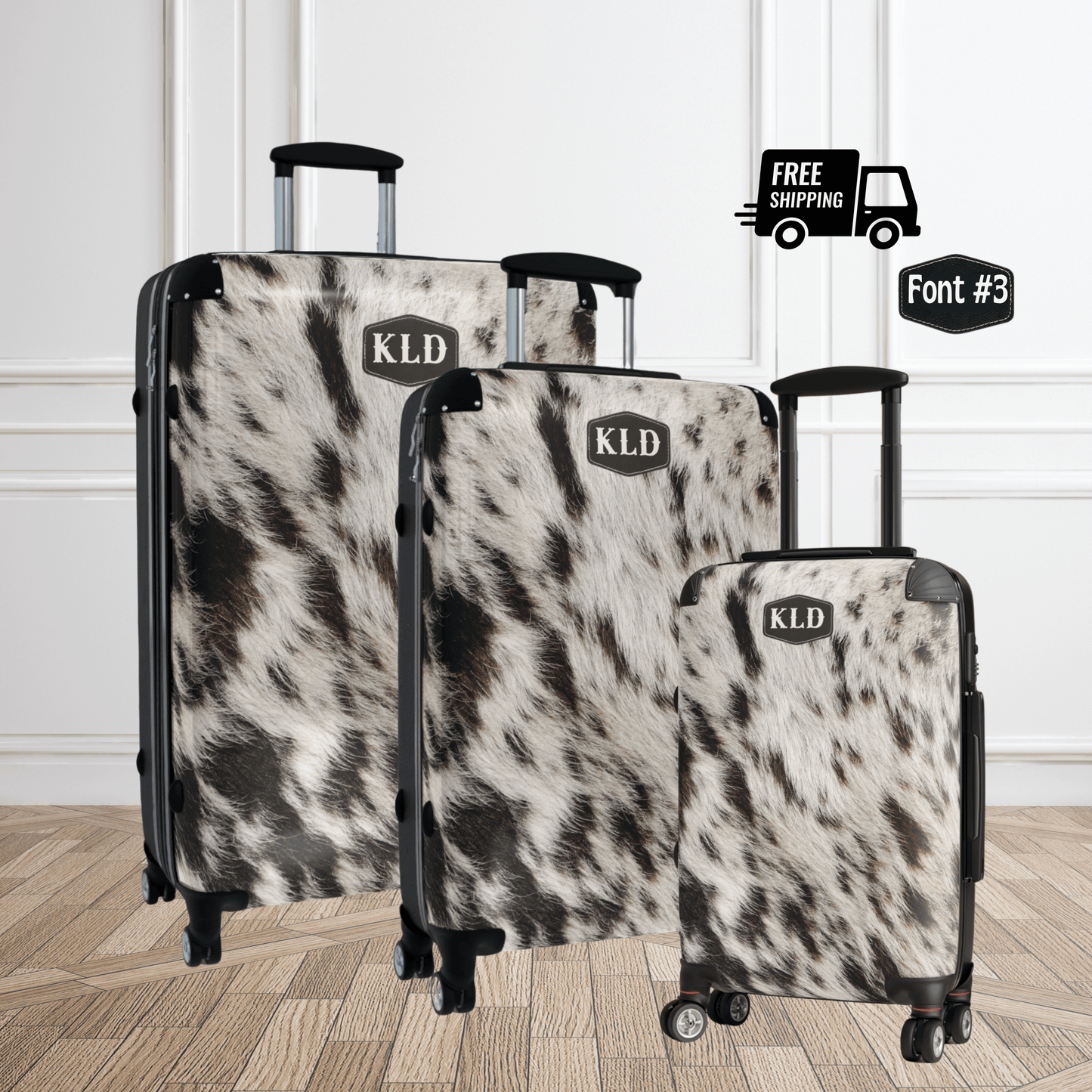 Cowhide Luggage Set Western Travel Bag Designer Suitcase