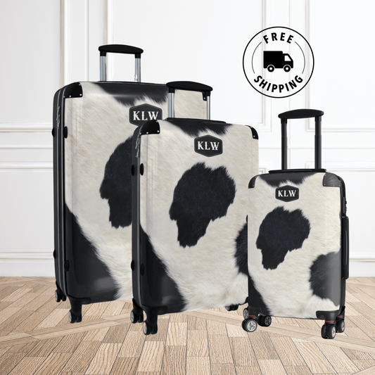 Personalized Cowhide Luggage Set