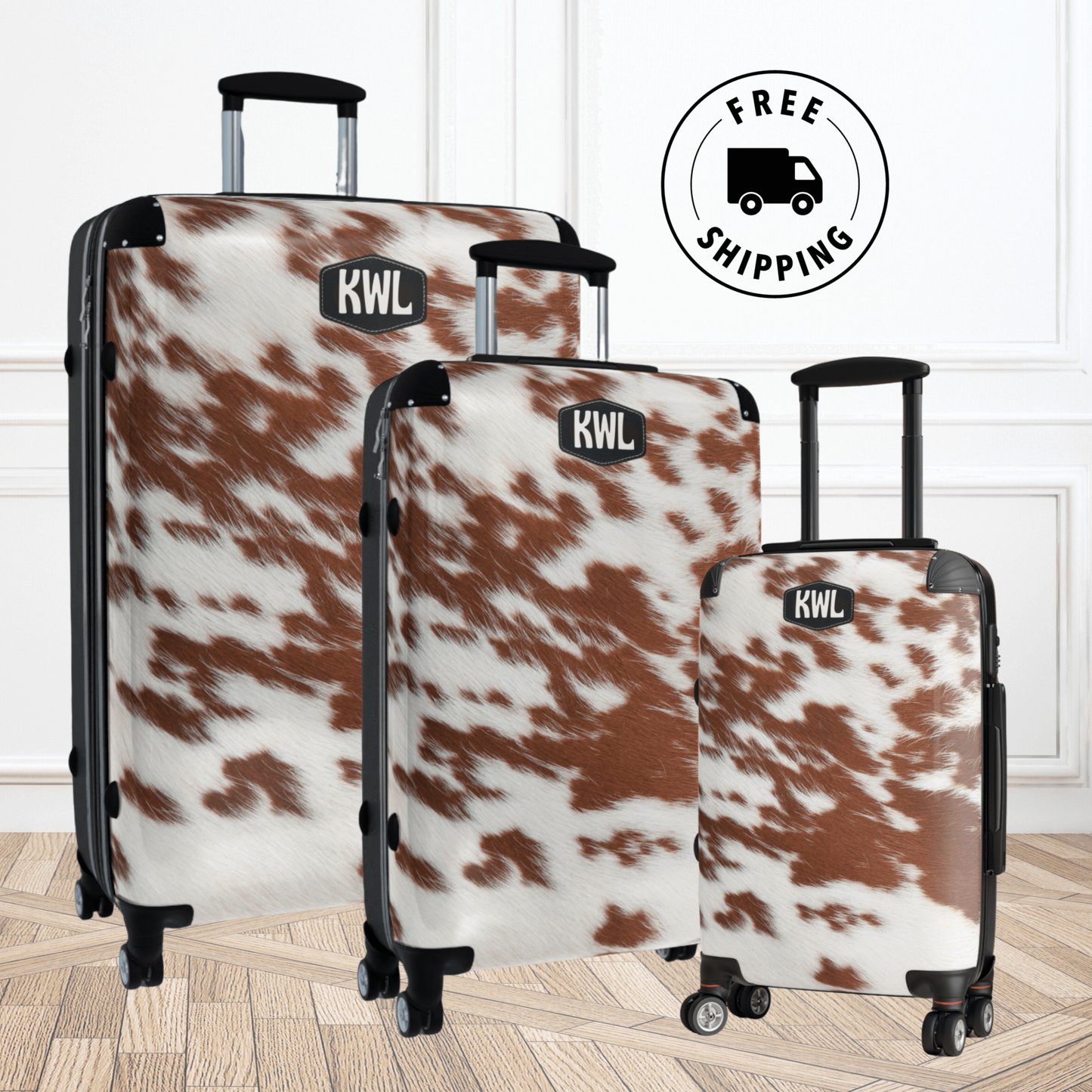 Luggage Set Spotted Cow Hide Cowgirl Suitcase 