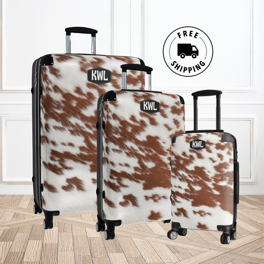 Cowhide luggage sets on sale