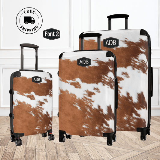 Monogrammed Cowhide Print Hard Shell Luggage for Women