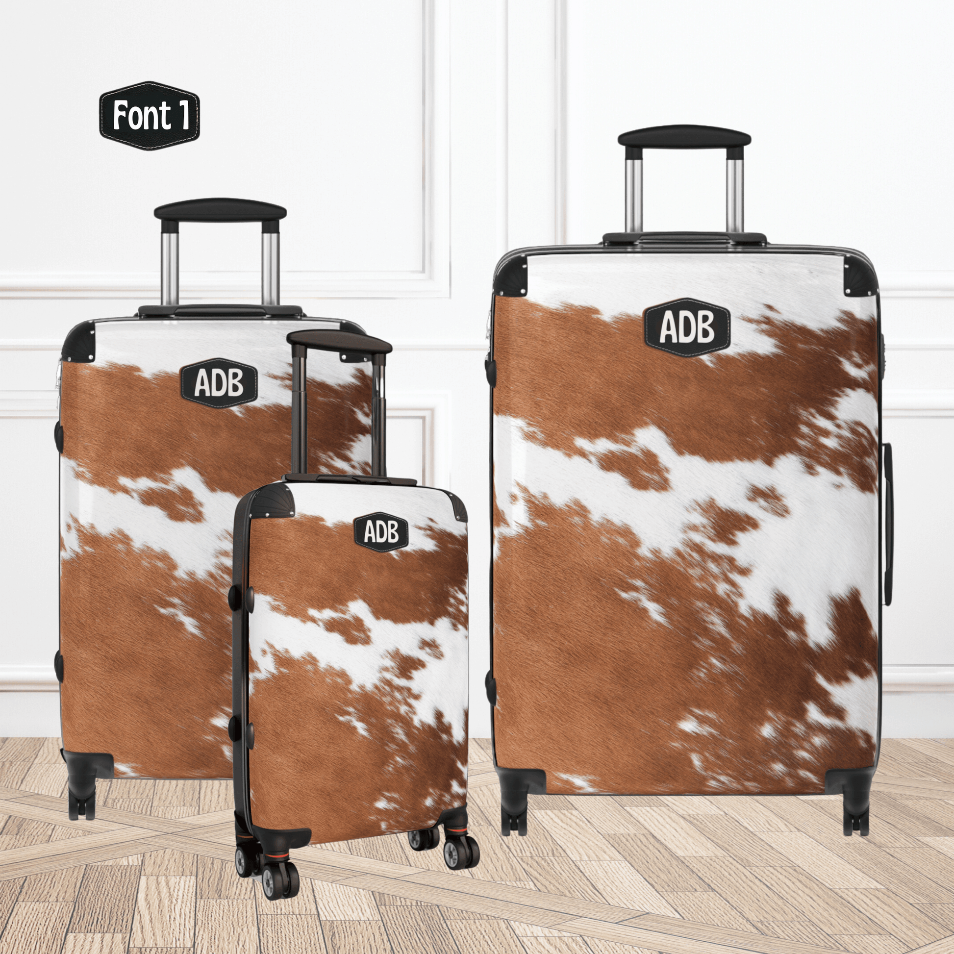 Custom Cow Suitcase Set Monogrammed