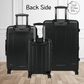 The backside of all of our luggage is a black hard shell scratch resistant shell.
