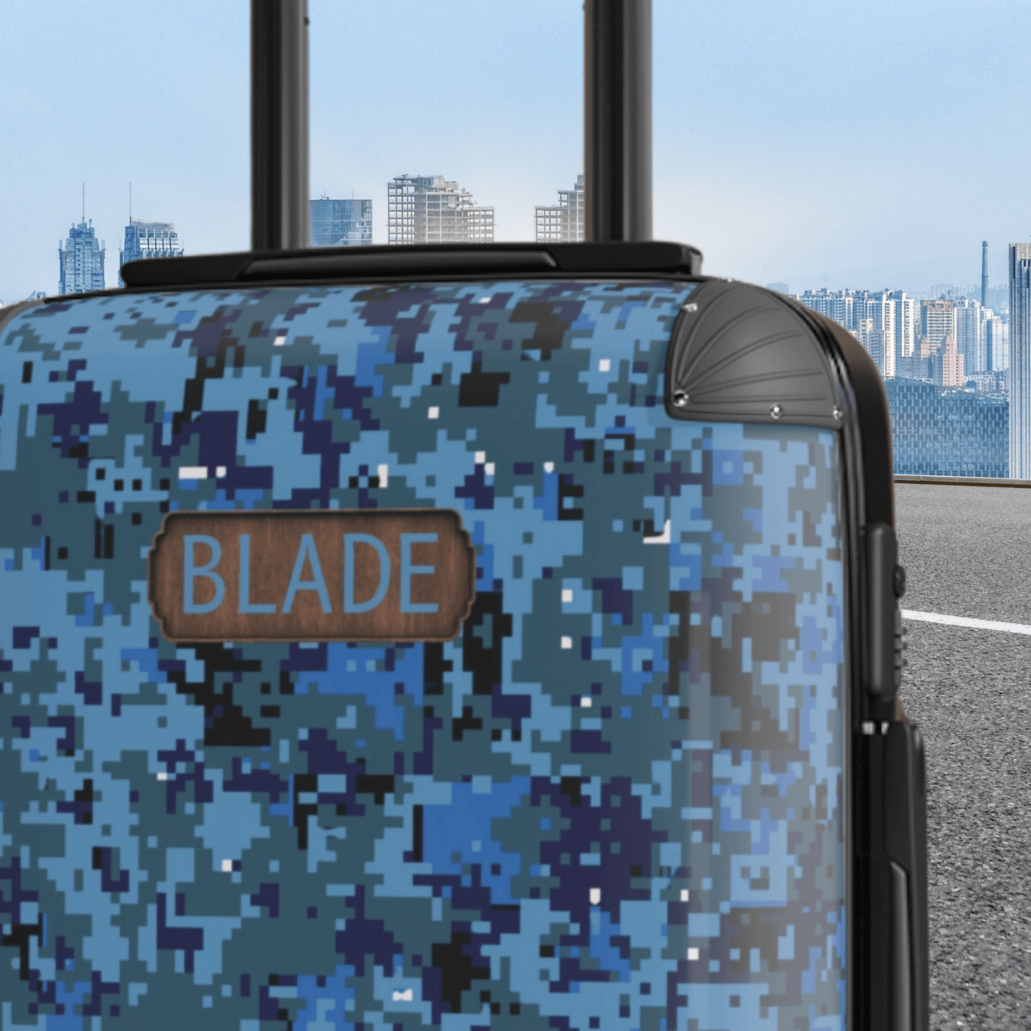 Mens Blue Camo Luggage Set Personalized Travel Bag