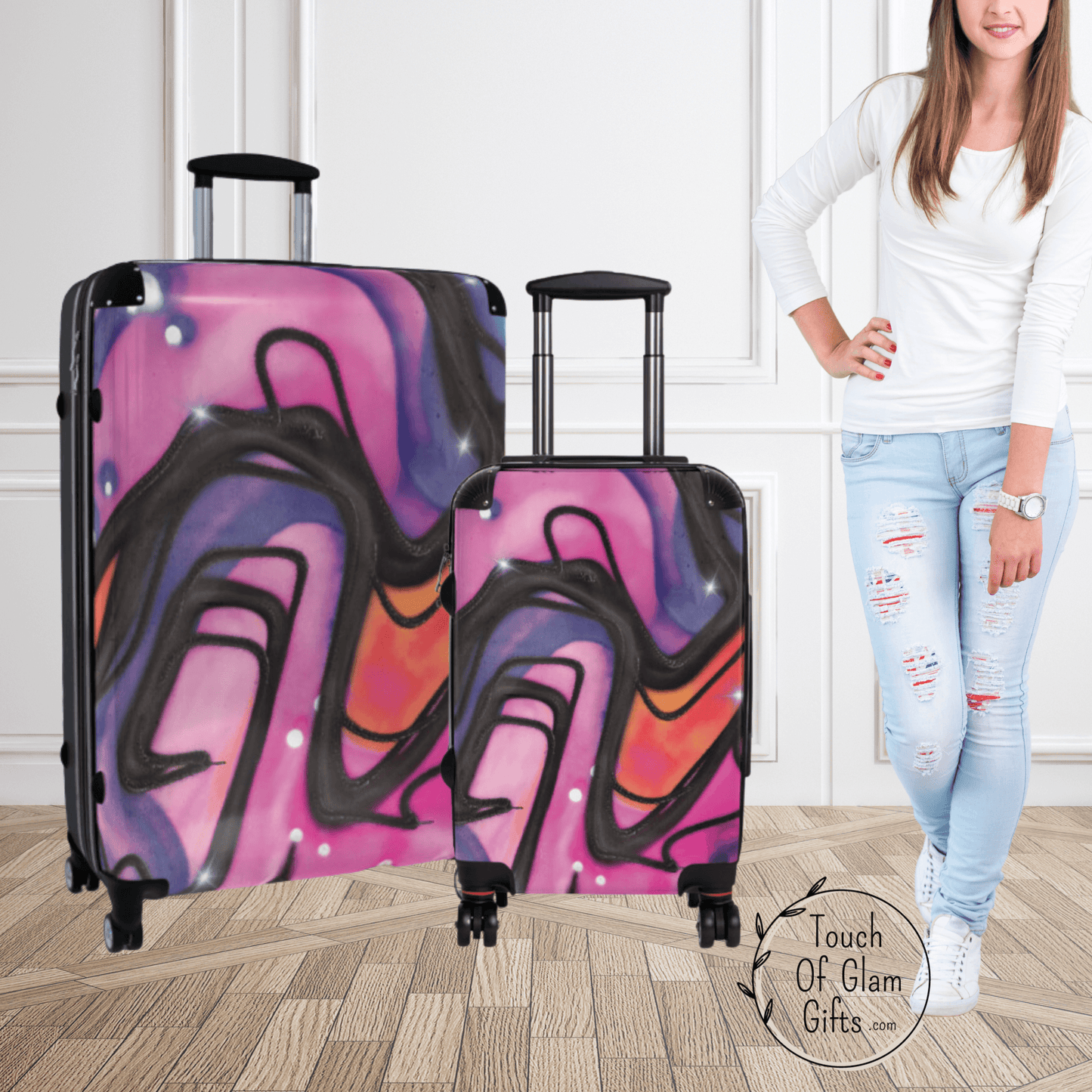 Pink Luggage With Wheels, Pink Luggage For Girls, Pink Suitcase, Suitcase For Teen, Gift For Teen Girl, Retro Suitcase