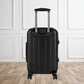 The back side of all our luggage is plain black, scratch resistant hard plastic.